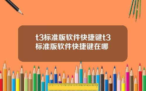 t3标准版软件快捷键t3标准版软件快捷键在哪