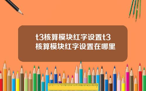 t3核算模块红字设置t3核算模块红字设置在哪里