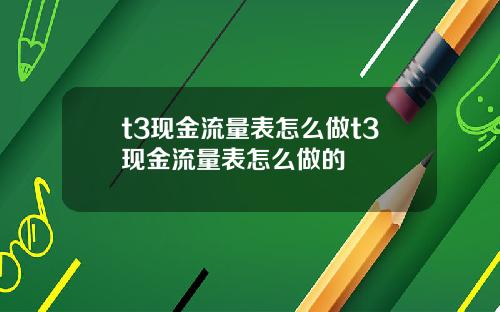 t3现金流量表怎么做t3现金流量表怎么做的