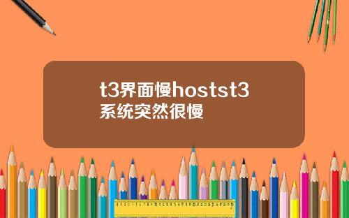 t3界面慢hostst3系统突然很慢