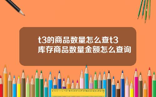 t3的商品数量怎么查t3库存商品数量金额怎么查询