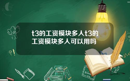 t3的工资模块多人t3的工资模块多人可以用吗