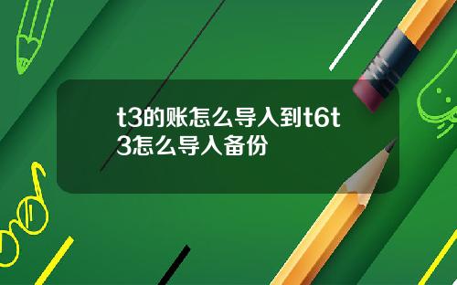 t3的账怎么导入到t6t3怎么导入备份