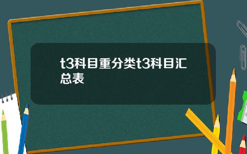 t3科目重分类t3科目汇总表