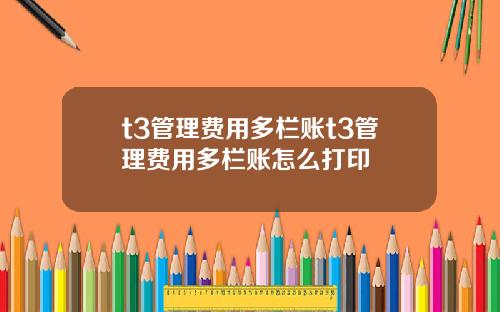 t3管理费用多栏账t3管理费用多栏账怎么打印