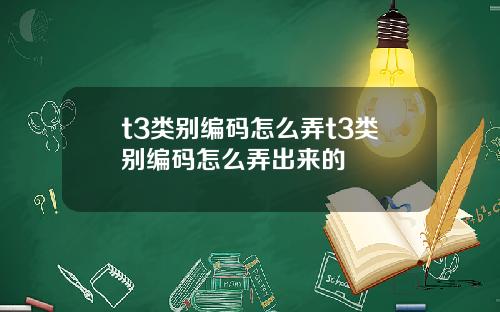 t3类别编码怎么弄t3类别编码怎么弄出来的