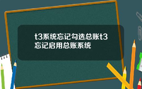 t3系统忘记勾选总账t3忘记启用总账系统