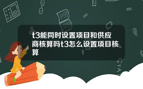t3能同时设置项目和供应商核算吗t3怎么设置项目核算