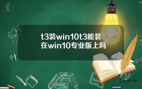 t3装win10t3能装在win10专业版上吗