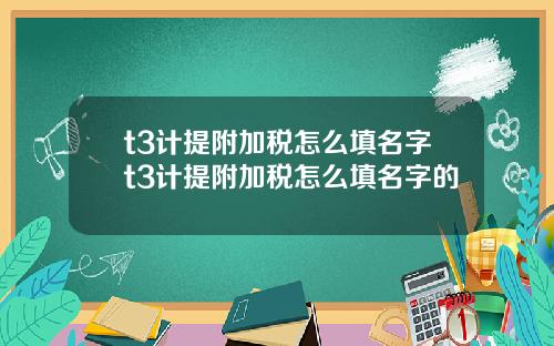 t3计提附加税怎么填名字t3计提附加税怎么填名字的