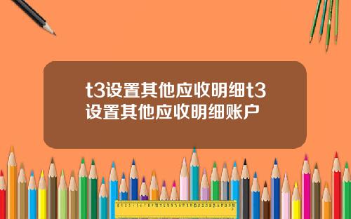 t3设置其他应收明细t3设置其他应收明细账户