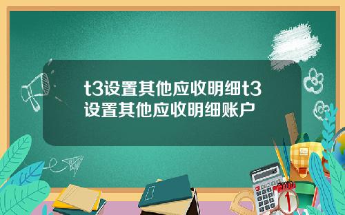 t3设置其他应收明细t3设置其他应收明细账户