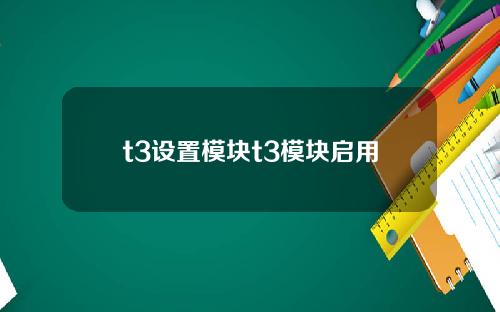 t3设置模块t3模块启用