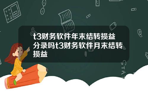 t3财务软件年末结转损益分录吗t3财务软件月末结转损益