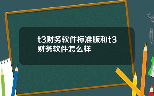 t3财务软件标准版和t3财务软件怎么样