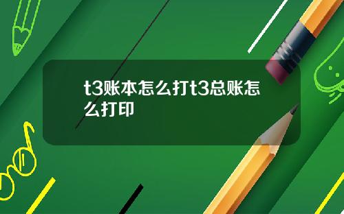 t3账本怎么打t3总账怎么打印