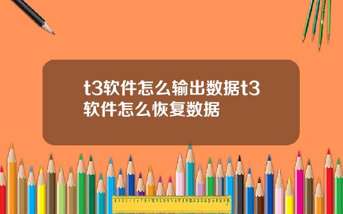 t3软件怎么输出数据t3软件怎么恢复数据