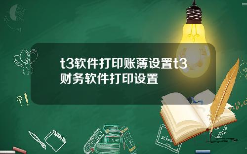 t3软件打印账薄设置t3财务软件打印设置