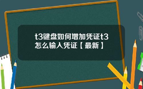 t3键盘如何增加凭证t3怎么输入凭证【最新】