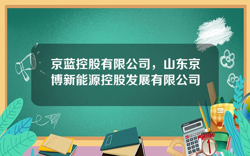 京蓝控股有限公司，山东京博新能源控股发展有限公司