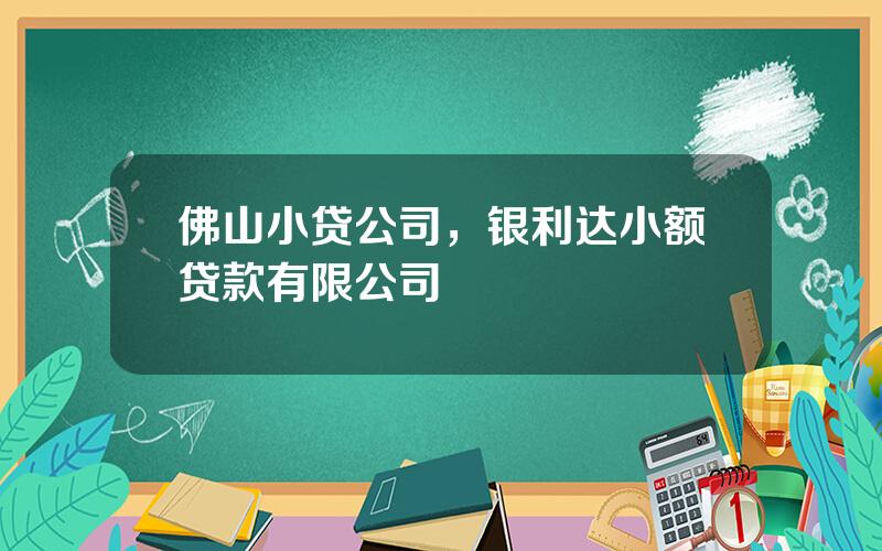 佛山小贷公司，银利达小额贷款有限公司