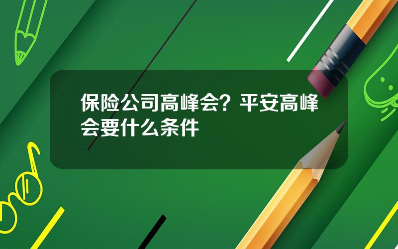 保险公司高峰会？平安高峰会要什么条件