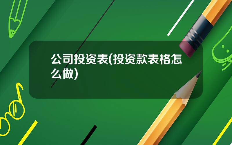 公司投资表(投资款表格怎么做)