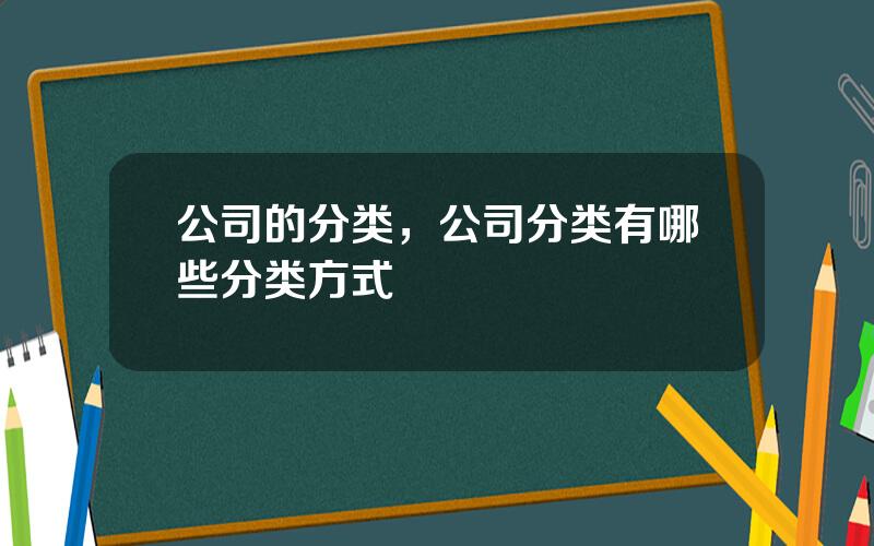 公司的分类，公司分类有哪些分类方式