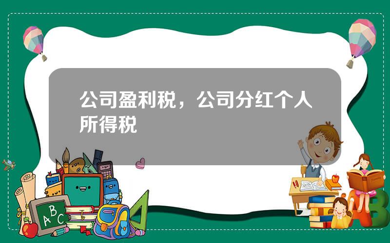 公司盈利税，公司分红个人所得税