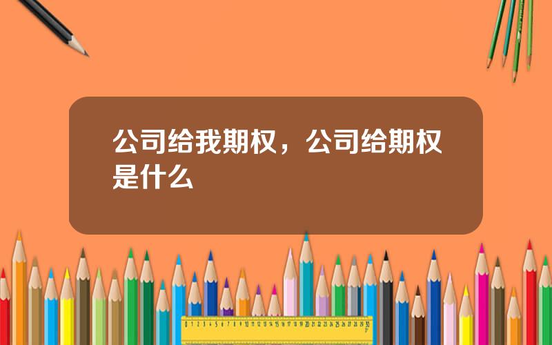公司给我期权，公司给期权是什么