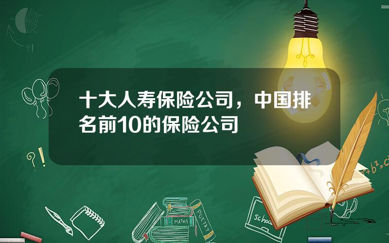十大人寿保险公司，中国排名前10的保险公司