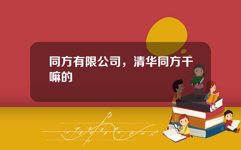 同方有限公司，清华同方干嘛的