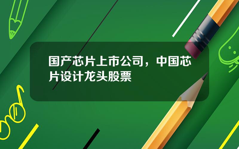 国产芯片上市公司，中国芯片设计龙头股票