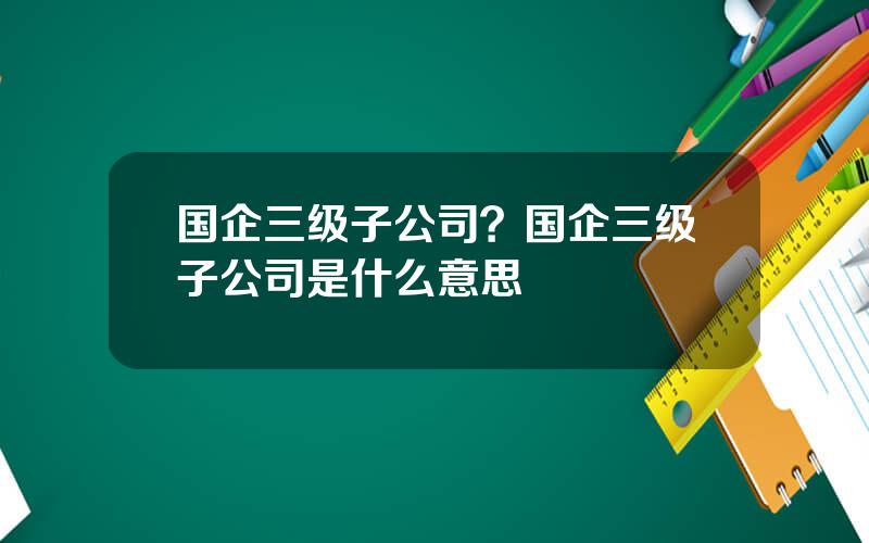 国企三级子公司？国企三级子公司是什么意思