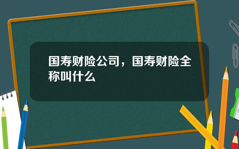 国寿财险公司，国寿财险全称叫什么