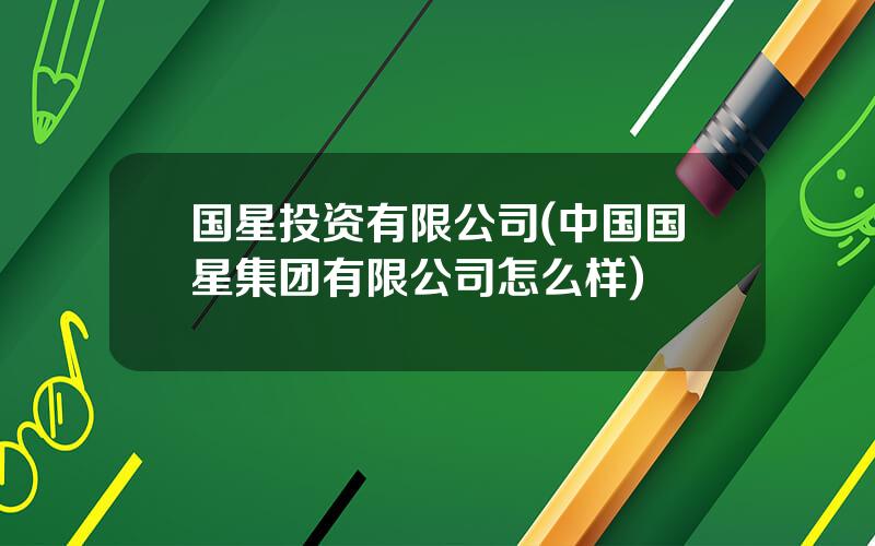 国星投资有限公司(中国国星集团有限公司怎么样)