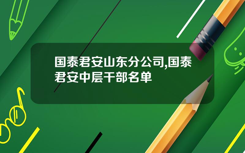 国泰君安山东分公司,国泰君安中层干部名单