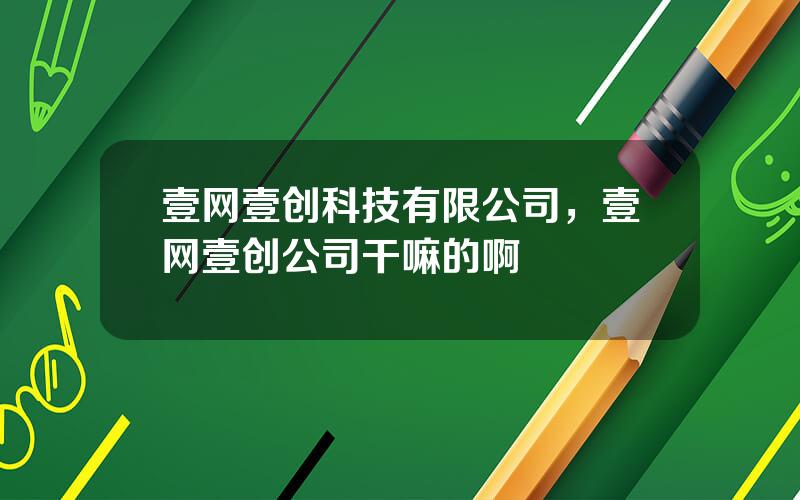 壹网壹创科技有限公司，壹网壹创公司干嘛的啊