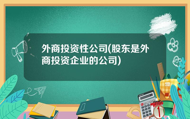 外商投资性公司(股东是外商投资企业的公司)