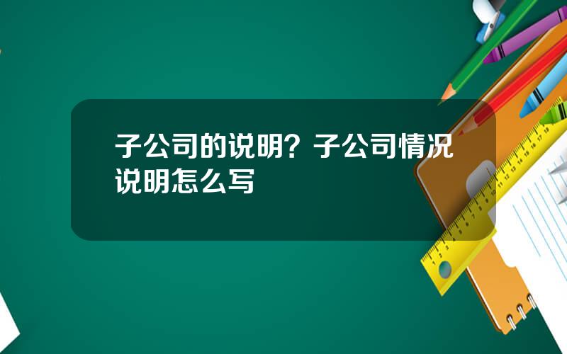 子公司的说明？子公司情况说明怎么写