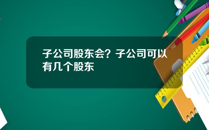 子公司股东会？子公司可以有几个股东