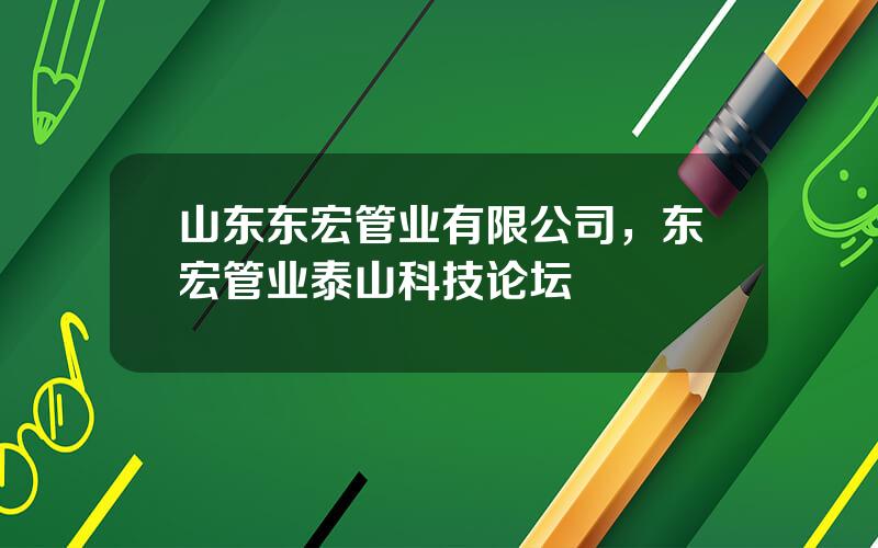 山东东宏管业有限公司，东宏管业泰山科技论坛