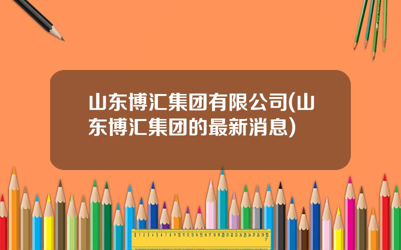 山东博汇集团有限公司(山东博汇集团的最新消息)
