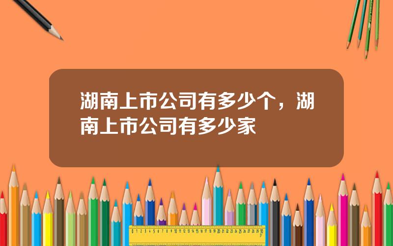 湖南上市公司有多少个，湖南上市公司有多少家