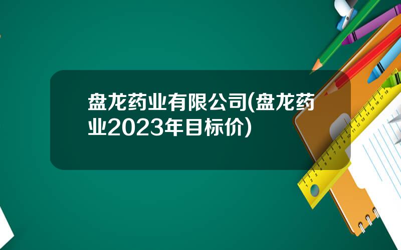 盘龙药业有限公司(盘龙药业2023年目标价)